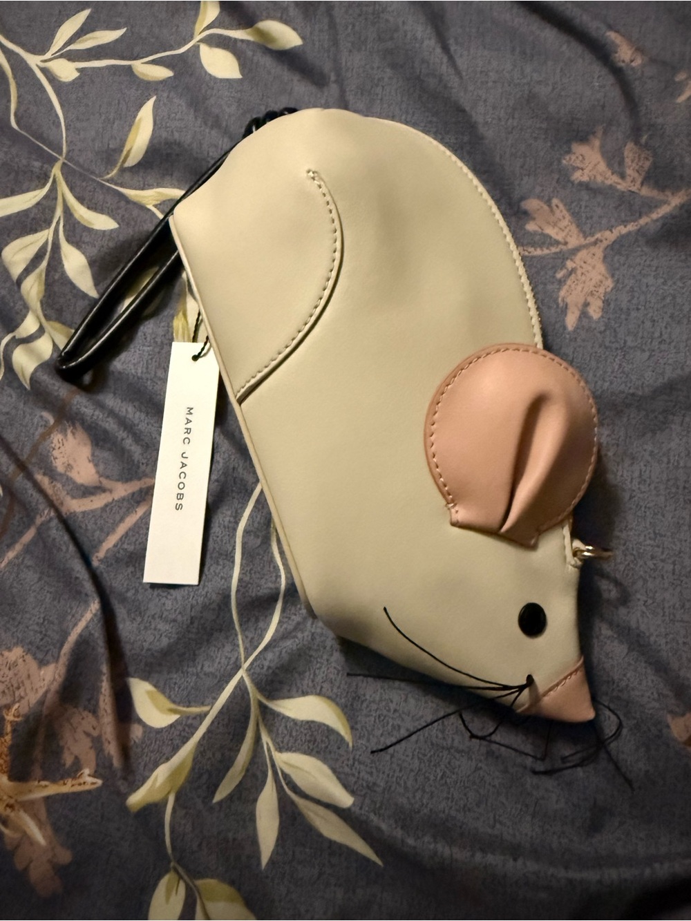 Marc Jacobs Cream & Pink Mouse Wristlet Bag